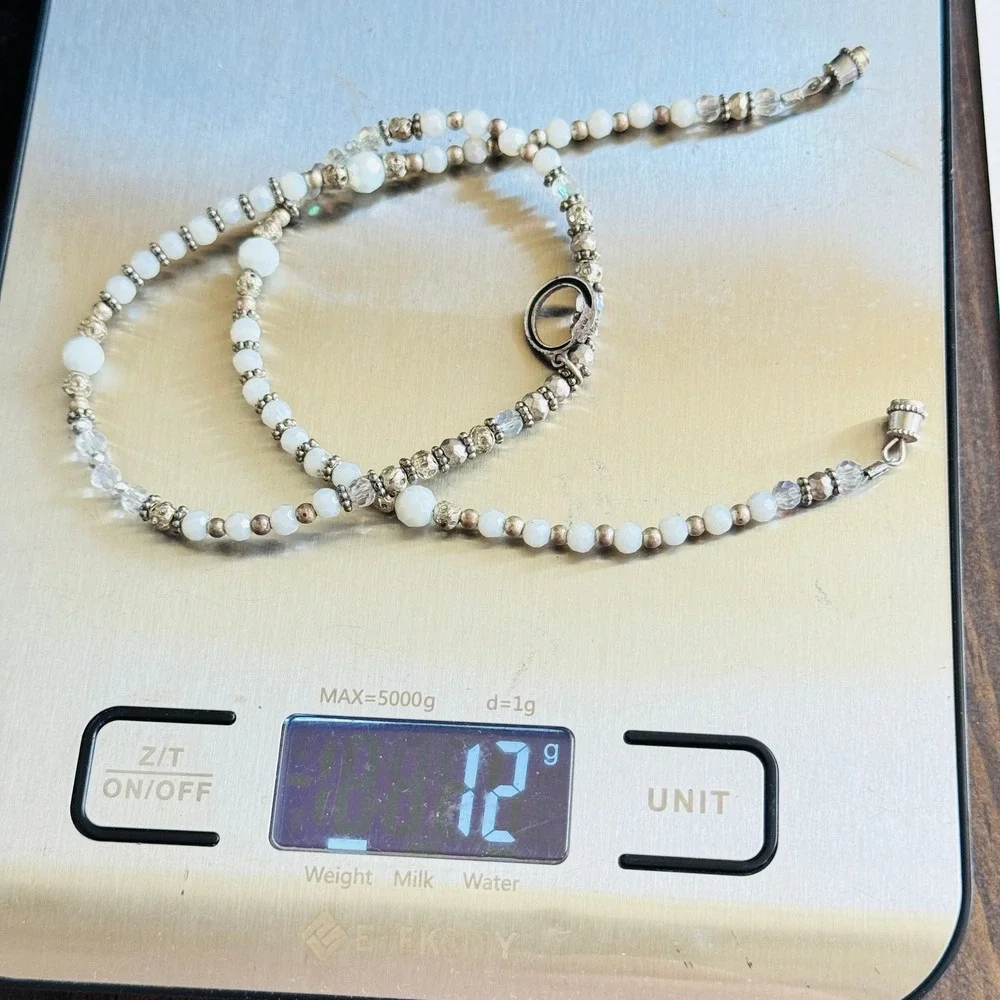 Snake Serpent beaded Necklace‎ crystal Beads Sterling Silver 925 Collar 18